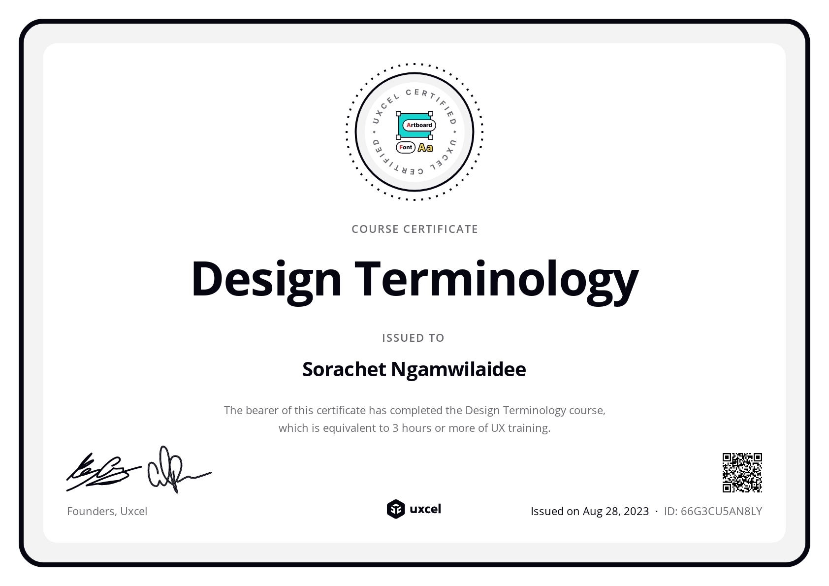 Sorachet Ngamwilaidee's certificate